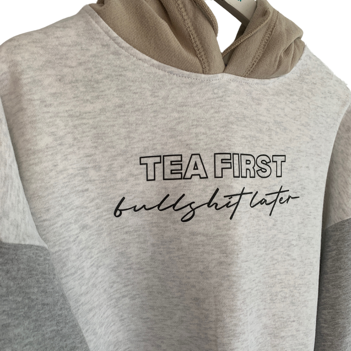 Tea First Bullsh*t Later Crop Hoodie